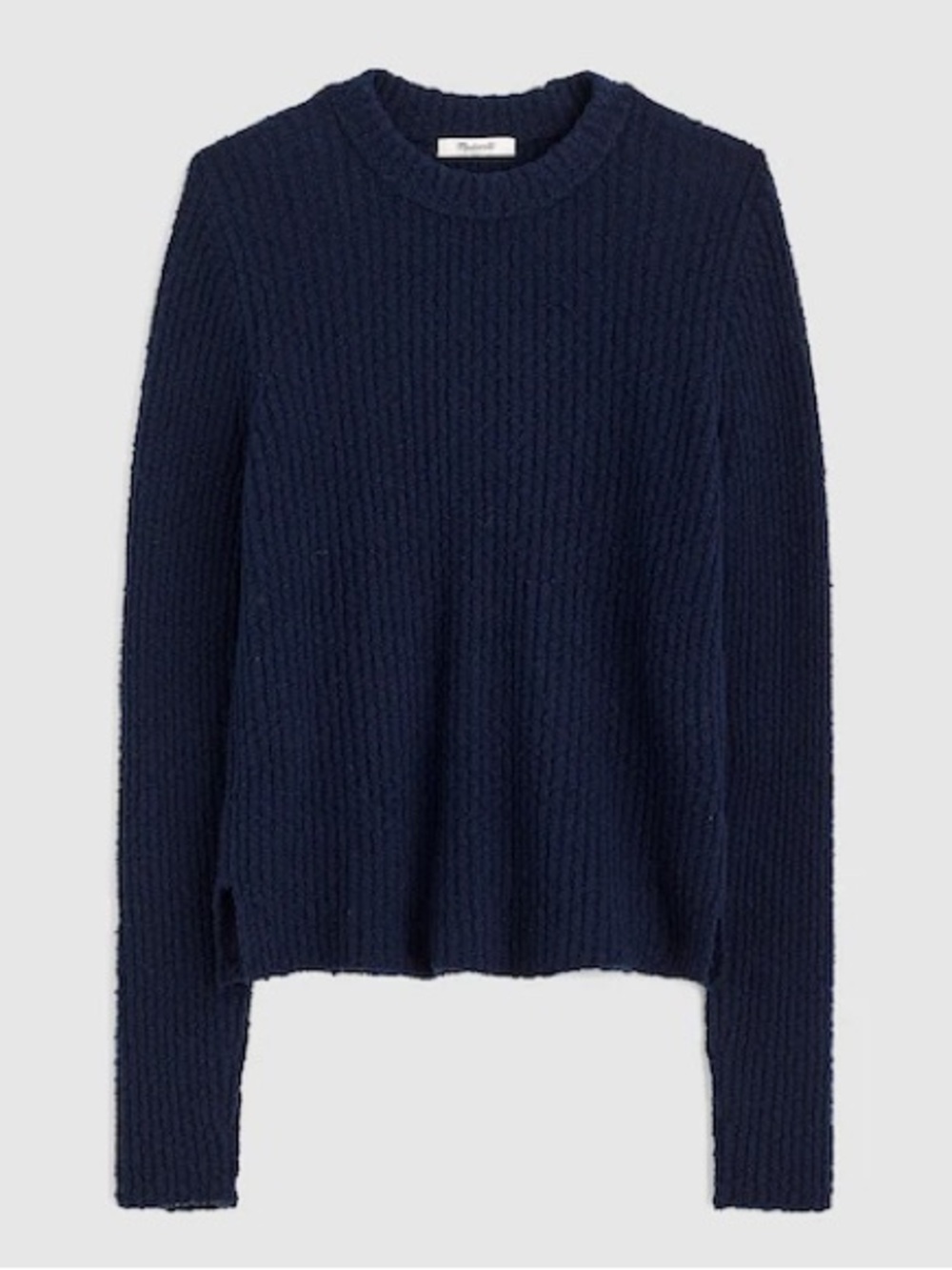 Madewell Navy Bouclé-Knit Crewneck Sweater New With Tags